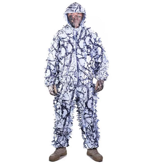 Adult 3D White Snow Plum Tree Ghillie Suit Hunter Camouflage Suit Clothing Birdwatch Airsoft Hunting Clothes Gillie Suit Sniper