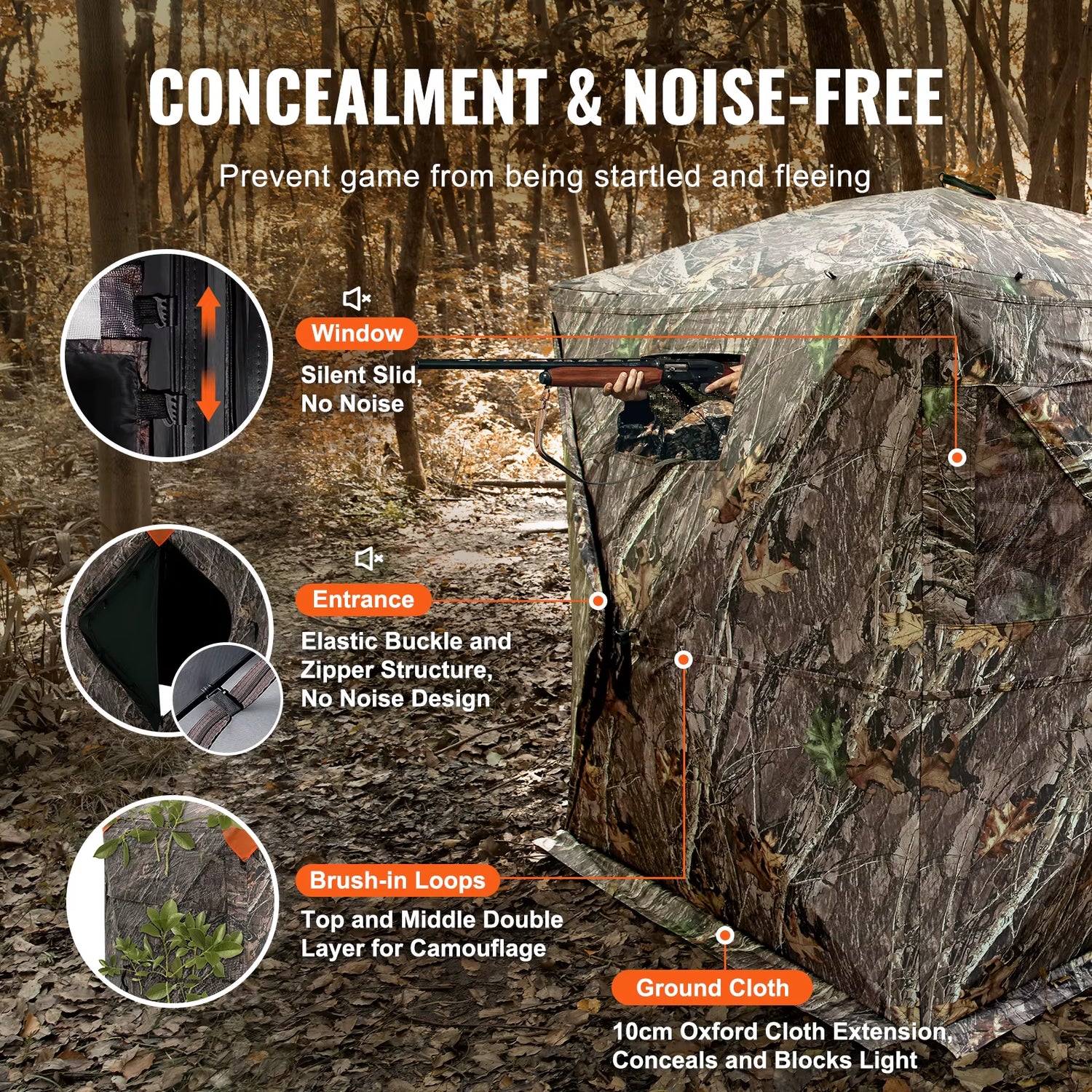 Hunting Blind, 270° See through Ground Blind, 2-3 Person Pop up Deer Blind for Hunting with Carrying Bag, Portable Tent